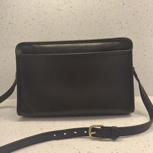 Coach Black Leather Shoulder Bag with Gold Buckle Vintage